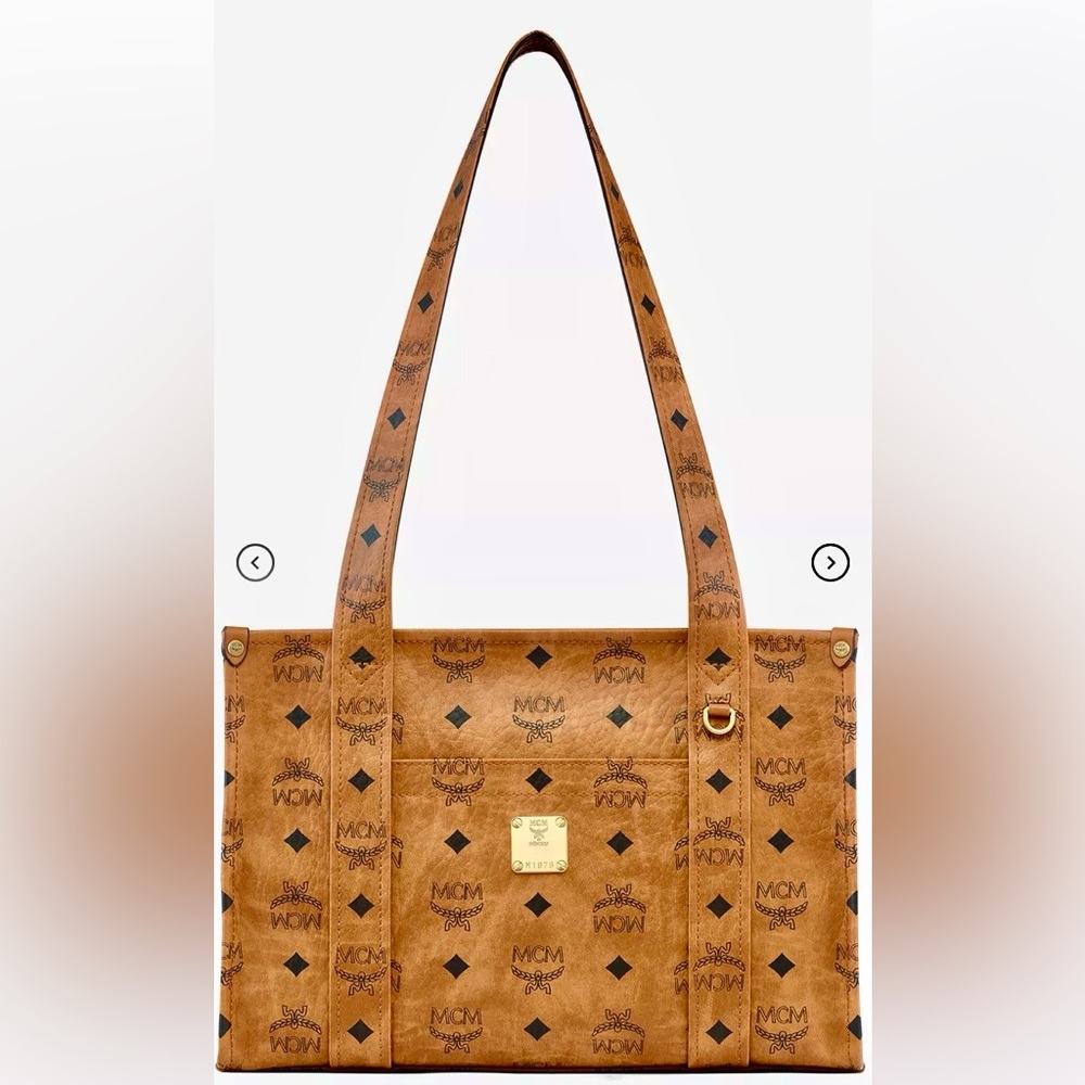 MCM Tan Aren Visetos Shoulder Bag